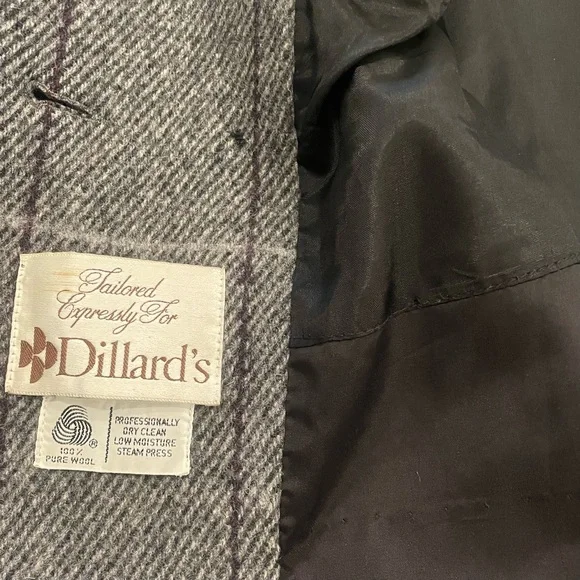 Vintage Alorna Wool Double Breasted Longline Blazer Jacket Grid - Picture 5 of 8